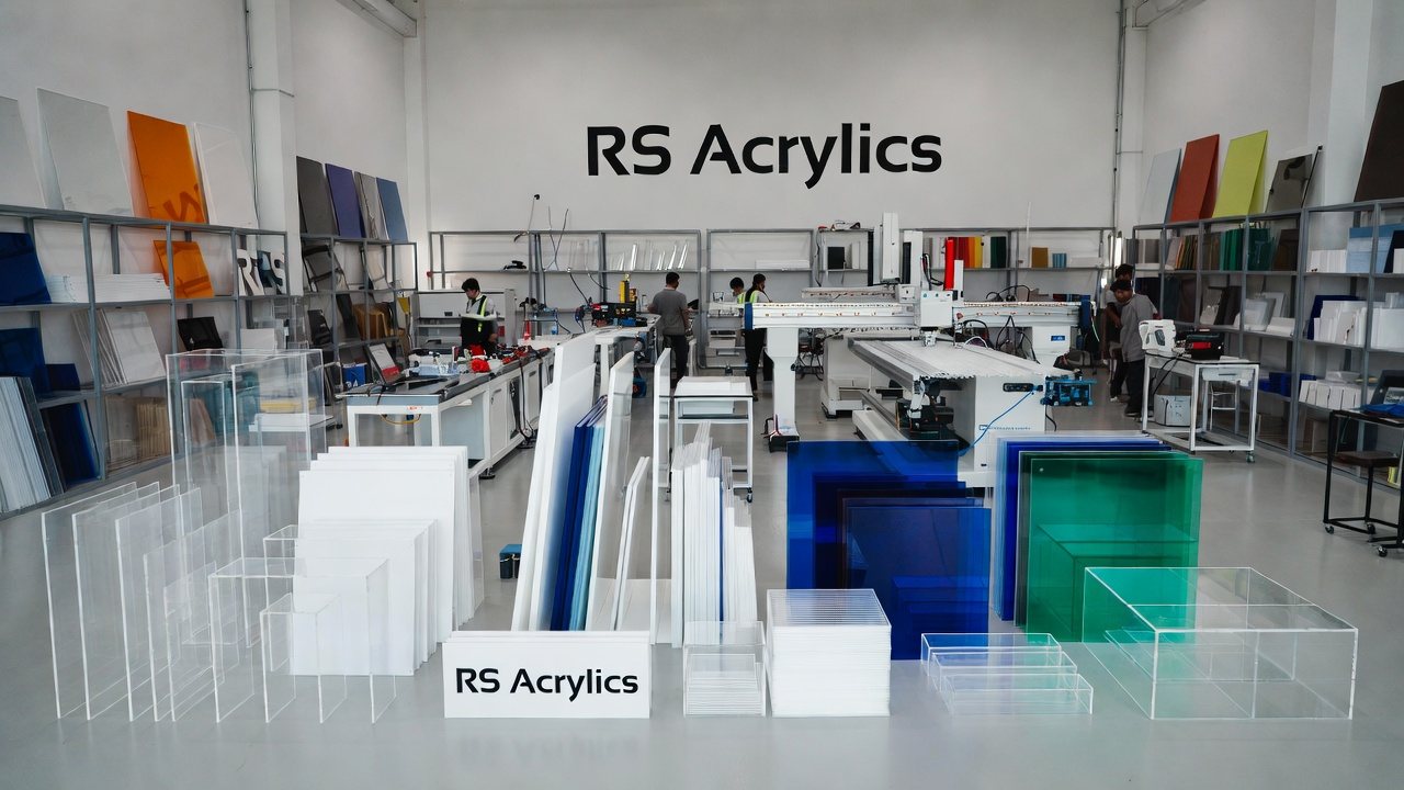 RS Acrylics showroom in Dubai with custom acrylic displays, risers and podiums